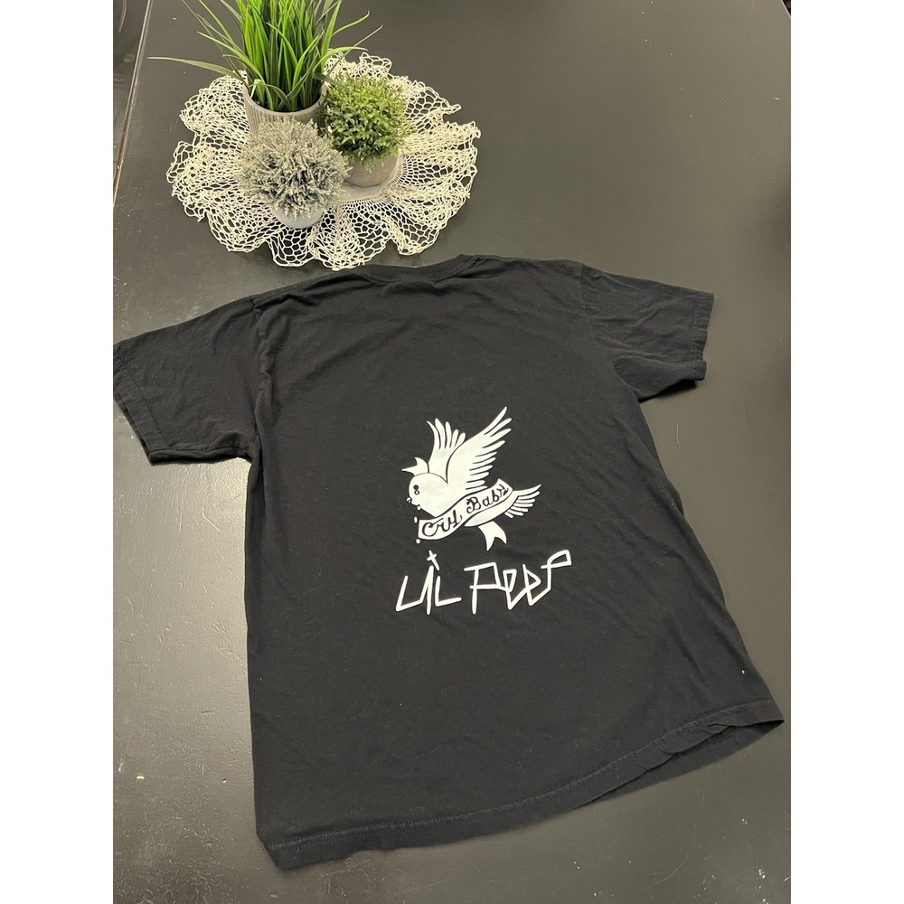 Gildan Soft Style Black Cry Baby Lil Peep Bird Swallow Graphic Tee Shirt Sz M